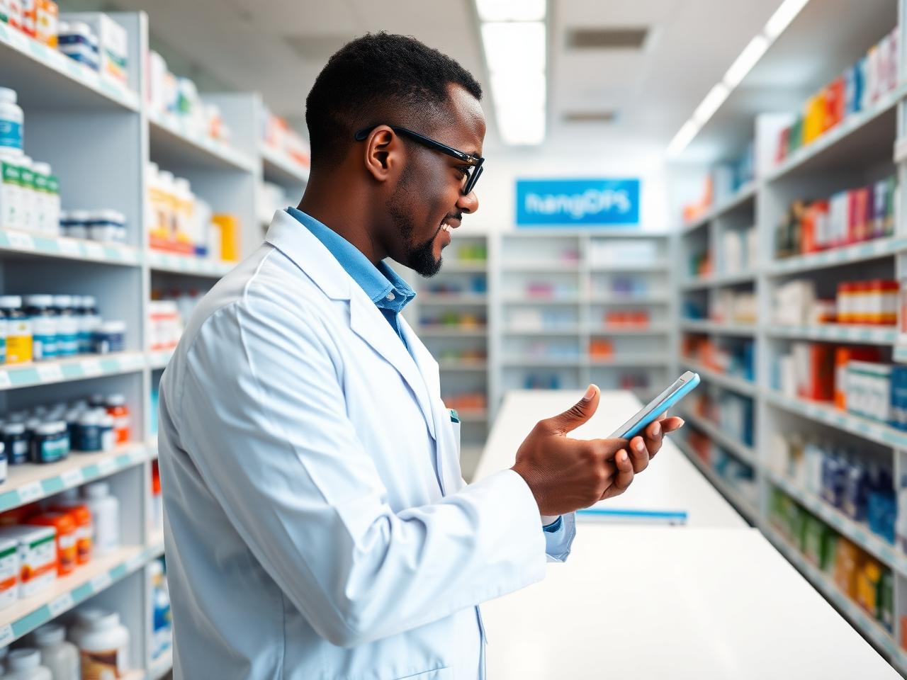 Pharmacist reviewing pharmaceutical orders